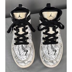 Jordan 1 Mid DIY Kids Shoes Black White Volt DC4098-100 Size 1Y